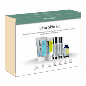 skinauth@rity Clear Skin Kit packaging with skincare products on a white background